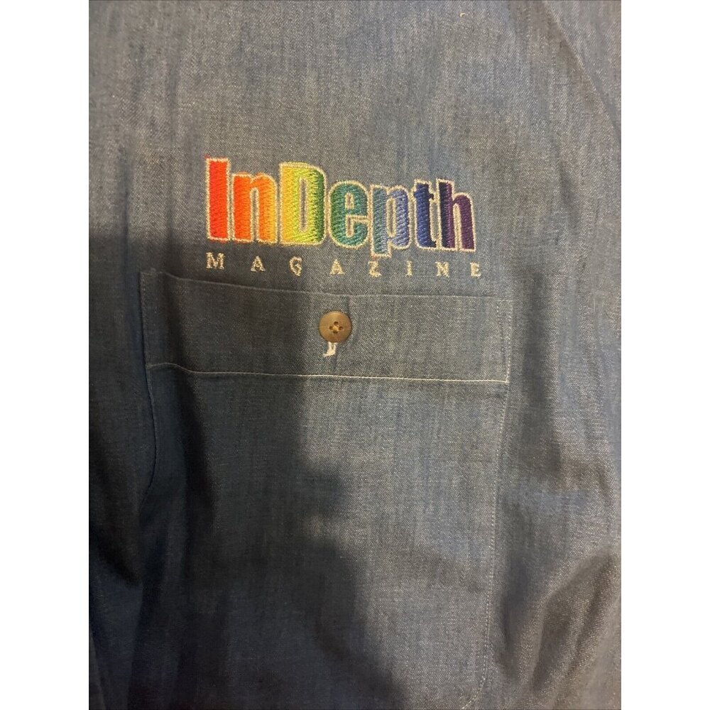 Bob Mackie Custom Made Denim Button Up Shirt Mens… - image 8